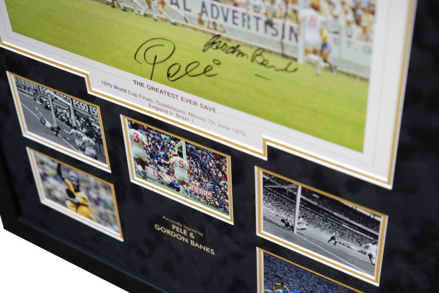 Pele and Banks signed Photograph Framed Display - Memorabilia Framers Shop