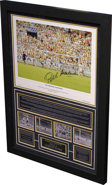 Pele and Banks signed Photograph Framed Display - Memorabilia Framers Shop