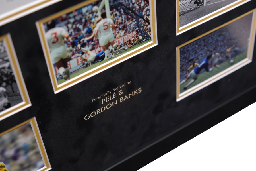 Pele and Banks signed Photograph Framed Display - Memorabilia Framers Shop
