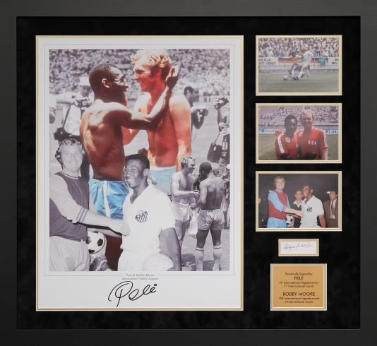 Pele and Bobby Moore Signed Display - Memorabilia Framers Shop