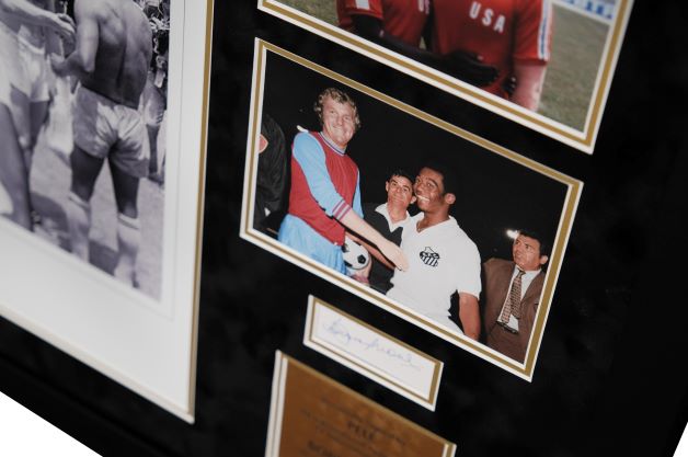 Pele and Bobby Moore Signed Display - Memorabilia Framers Shop