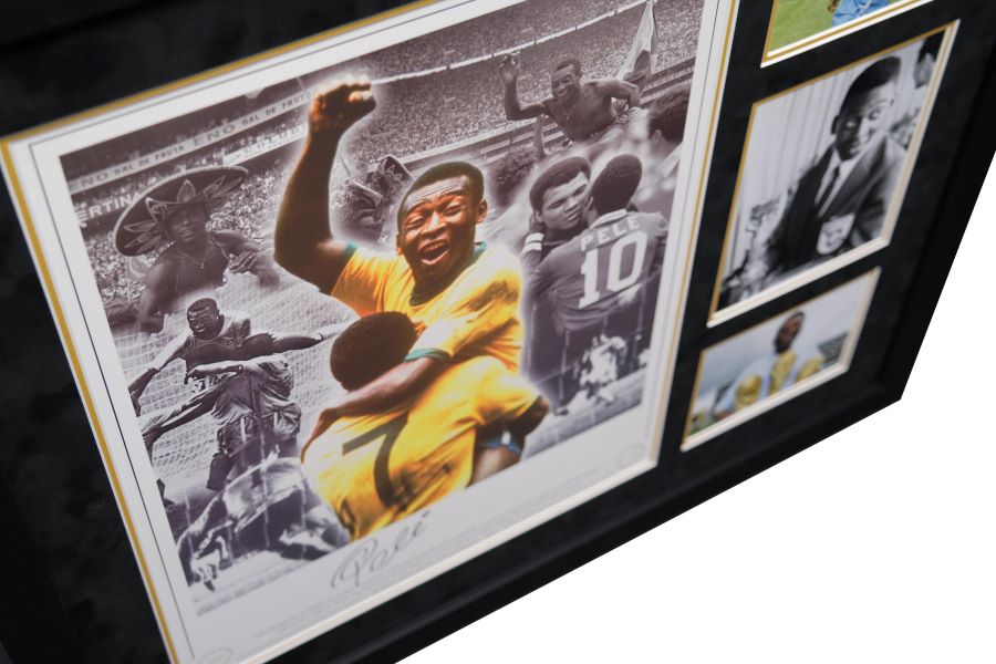 Pele Signed Photograph Collage Display - Memorabilia Framers Shop