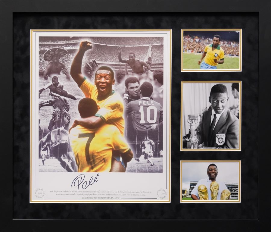 Pele Signed Photograph Collage Display - Memorabilia Framers Shop