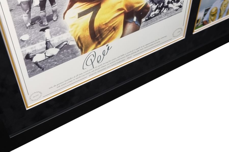 Pele Signed Photograph Framed Display - Memorabilia Framers Shop