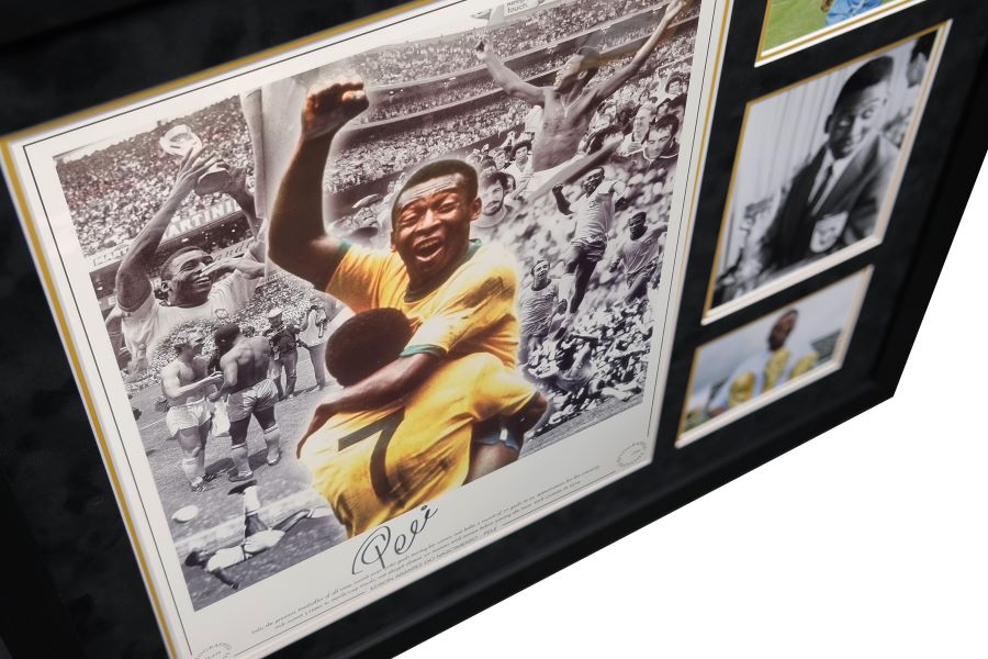 Pele Signed Photograph Framed Display - Memorabilia Framers Shop