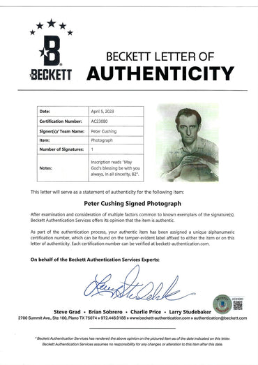 Peter Cushing Signed Photograph Display - Memorabilia Framers Shop