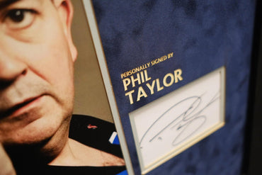 Phil 'Power' Taylor signed whitecard - Memorabilia Framers Shop
