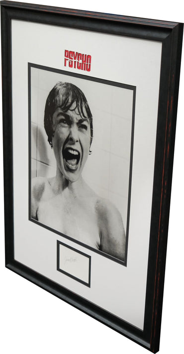 Psycho White Card Photograph Framed Display Signed By Janet Leigh - Memorabilia Framers Shop