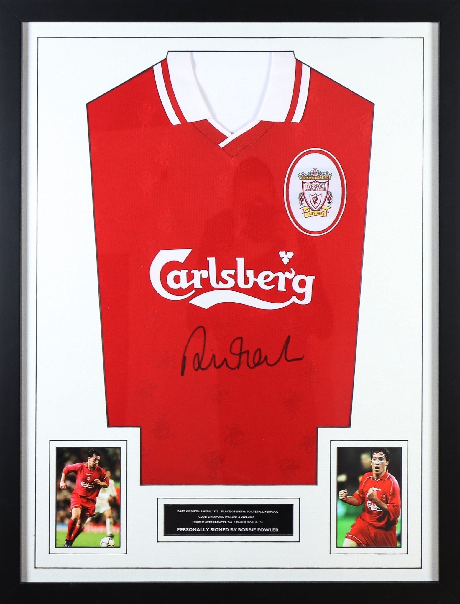 Robbie Fowler Signed Shirt Framed Display - Memorabilia Framers Shop