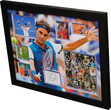 Roger Federer Signed White card Framed Display - Memorabilia Framers Shop