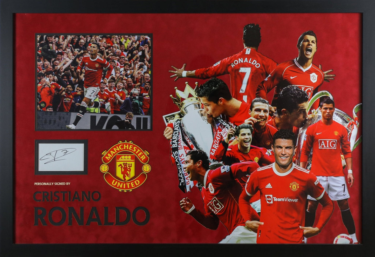Ronaldo Man United Signed Whitecard Framed Display - Memorabilia Framers Shop