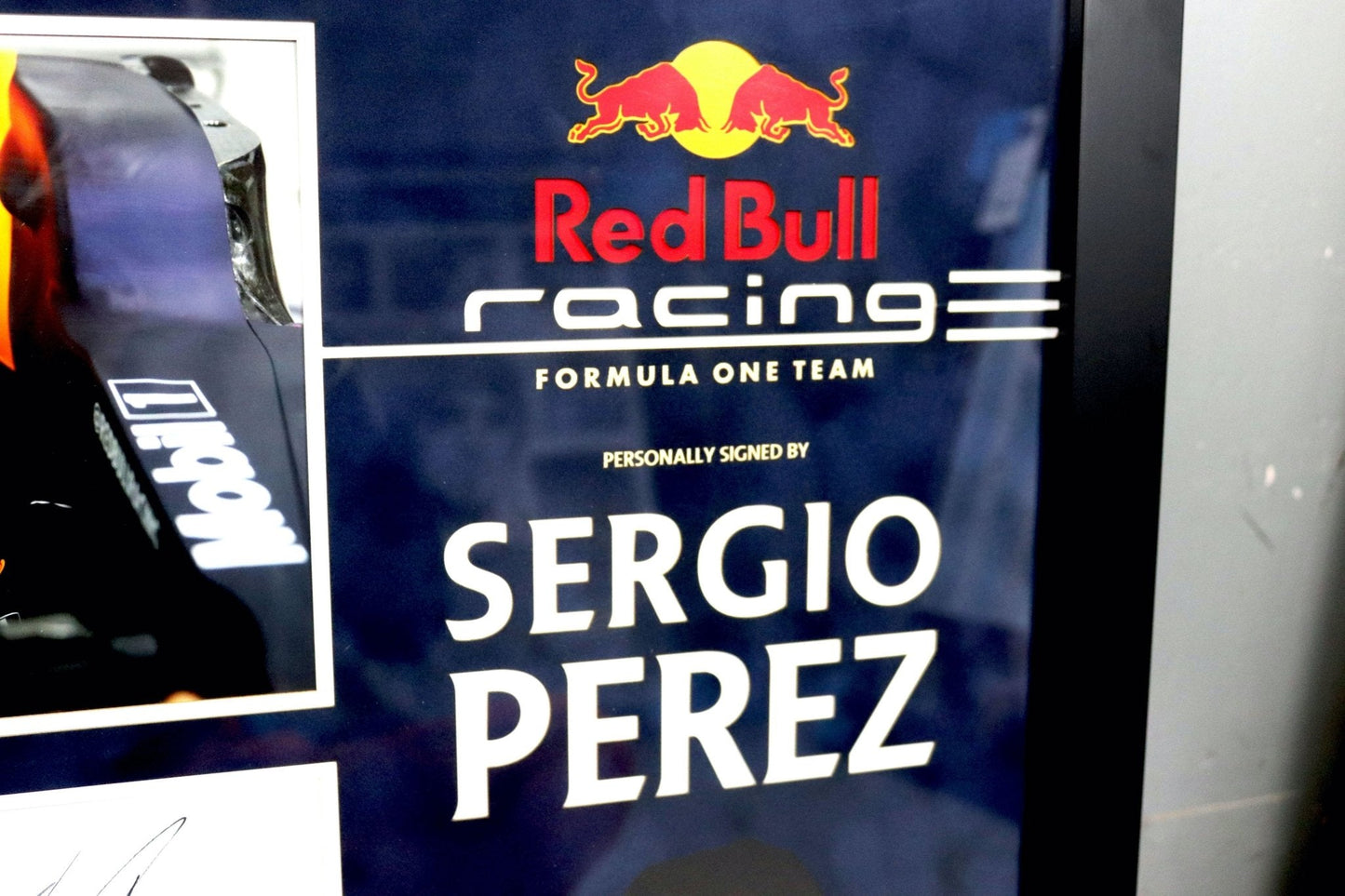 Segio Perez Signed White Card Framed Display - Memorabilia Framers Shop