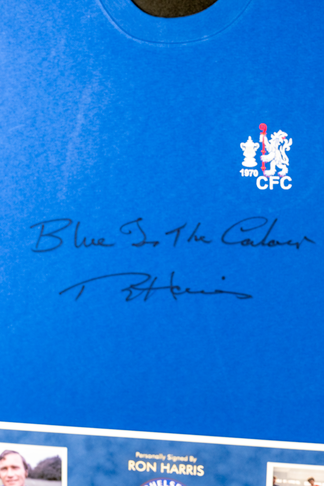 Ron Harris Signed Chelsea Shirt Framed