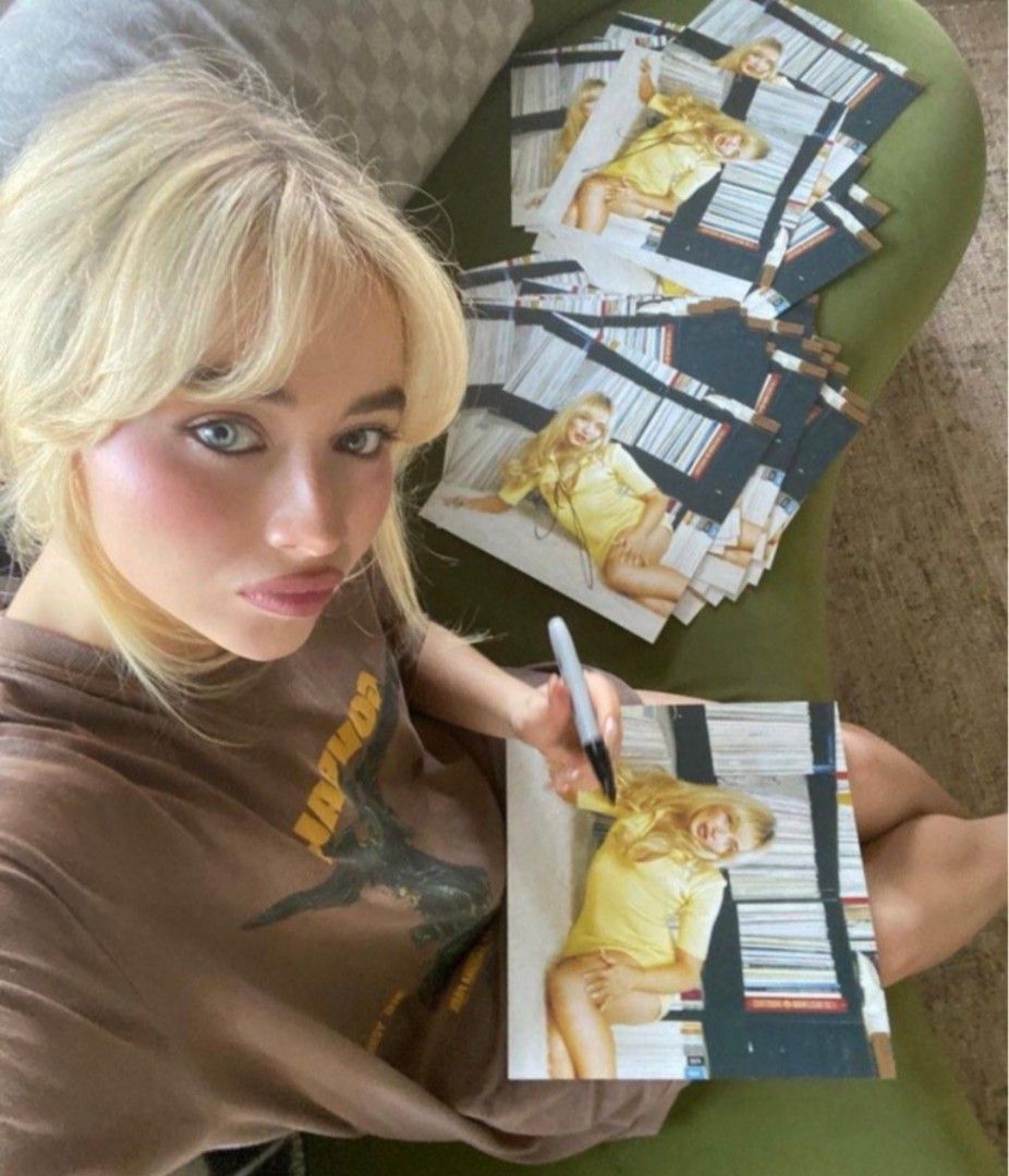 Sabrina Carpenter Short n' Sweet Vinyl and Insert Signed Art Card Framed Display