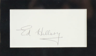 Sir Edmund Hillary Signed White card Framed Display - Memorabilia Framers Shop