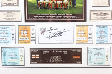 Sir Geoff Hurst and Martin Peters Signed White card Framed Display - Memorabilia Framers Shop