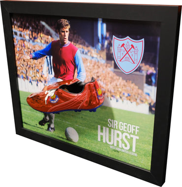 Sir Geoff Hurst signed boot West Ham - Memorabilia Framers Shop