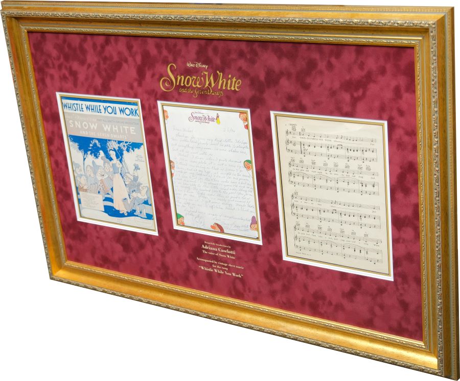 Snow White Written Letter Display Signed by Adriana Caselotti - Memorabilia Framers Shop