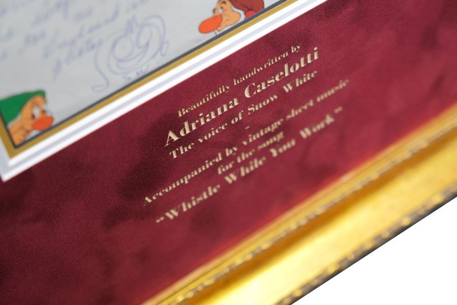 Snow White Written Letter Display Signed by Adriana Caselotti - Memorabilia Framers Shop