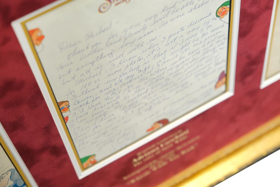 Snow White Written Letter Display Signed by Adriana Caselotti - Memorabilia Framers Shop