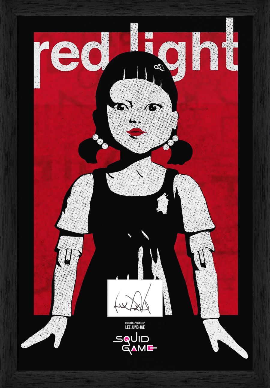 Squid Games Display White Card Signed by Lee Jung Jae - Memorabilia Framers Shop