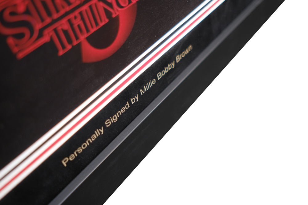 Stranger Things Framed display Personally signed by Millie Bobby Brown - Memorabilia Framers Shop