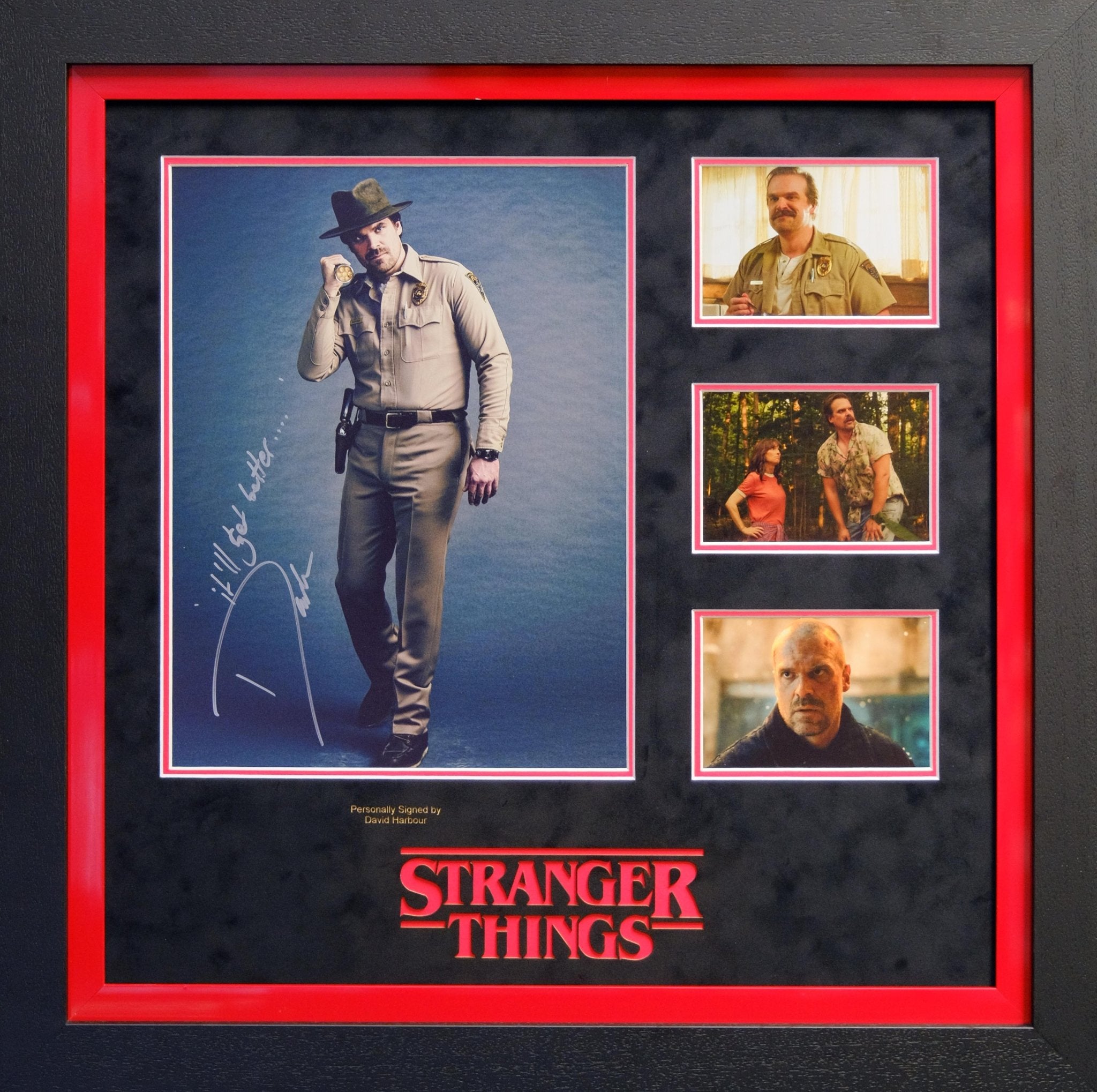 Stranger Things Framed Display Signed by David Harbour - Memorabilia Framers Shop