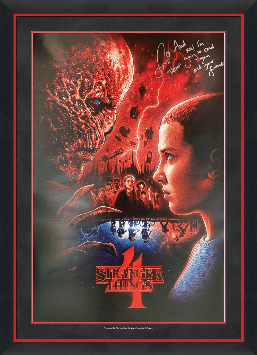 Stranger Things Framed Display Signed by Jamie Campbell-Bower - Memorabilia Framers Shop
