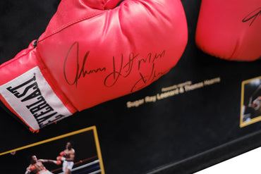 Sugar Ray Leonard vs. Thomas Hearns Gloves Framed Display - Memorabilia Framers Shop