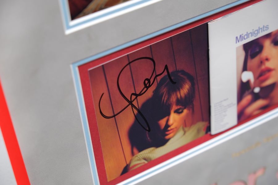 Taylor Swift Signed Midnights CD display. - Memorabilia Framers Shop