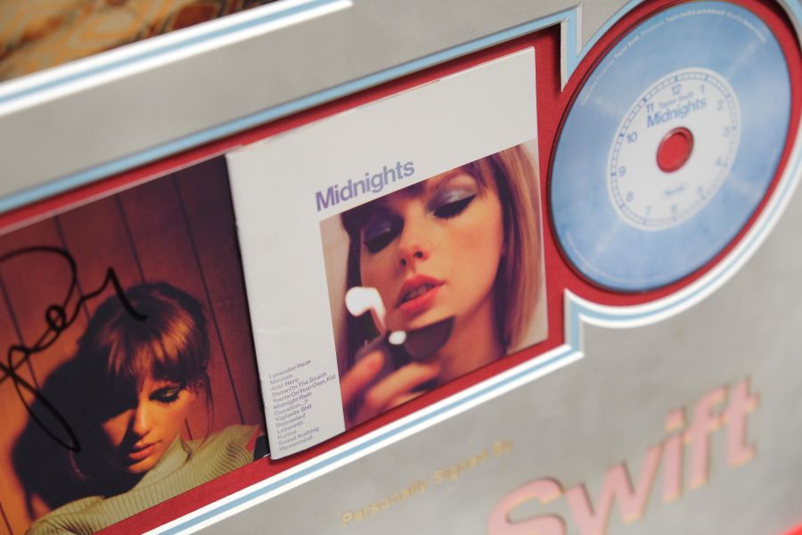 Taylor Swift Signed Midnights CD display. - Memorabilia Framers Shop