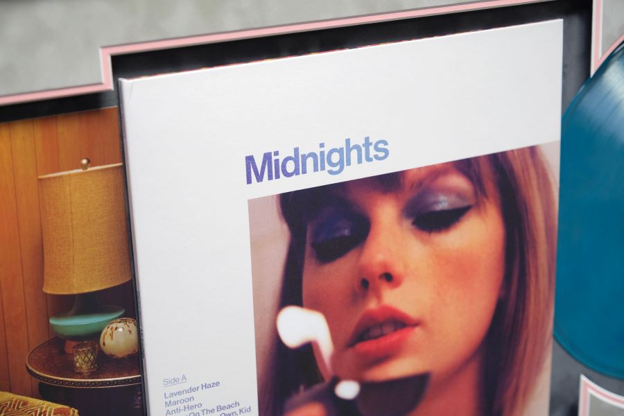 Taylor Swift Signed Midnights Moonstone Blue Vinyl - Memorabilia Framers Shop
