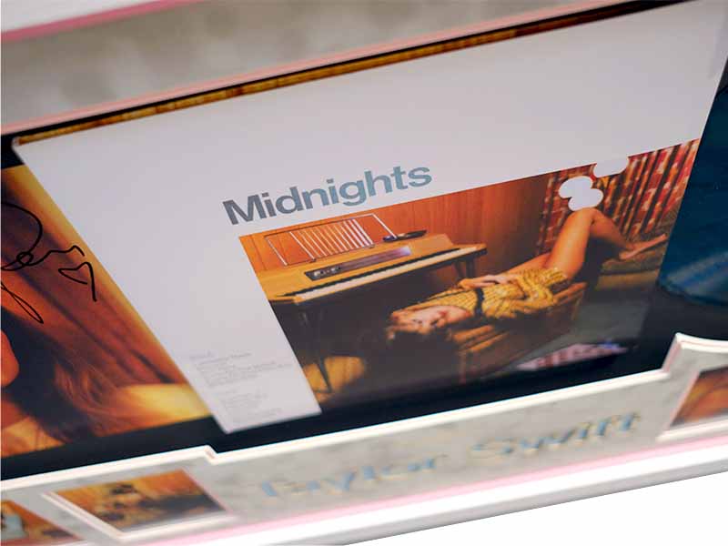 Taylor Swift Signed photo and Midnights Record - Memorabilia Framers Shop