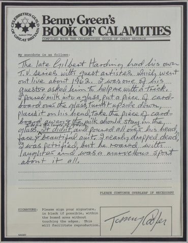 Tommy Cooper signed Letter Framed Display - Memorabilia Framers Shop