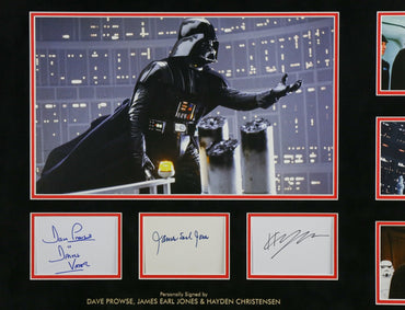 Triple Signed Star Wars Whitecard Framed Display - Memorabilia Framers Shop
