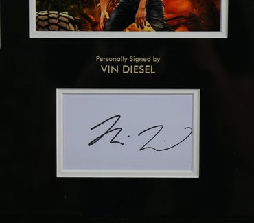 Vin Diesel Signed Fast and Furious Whitecard Framed Display - Memorabilia Framers Shop