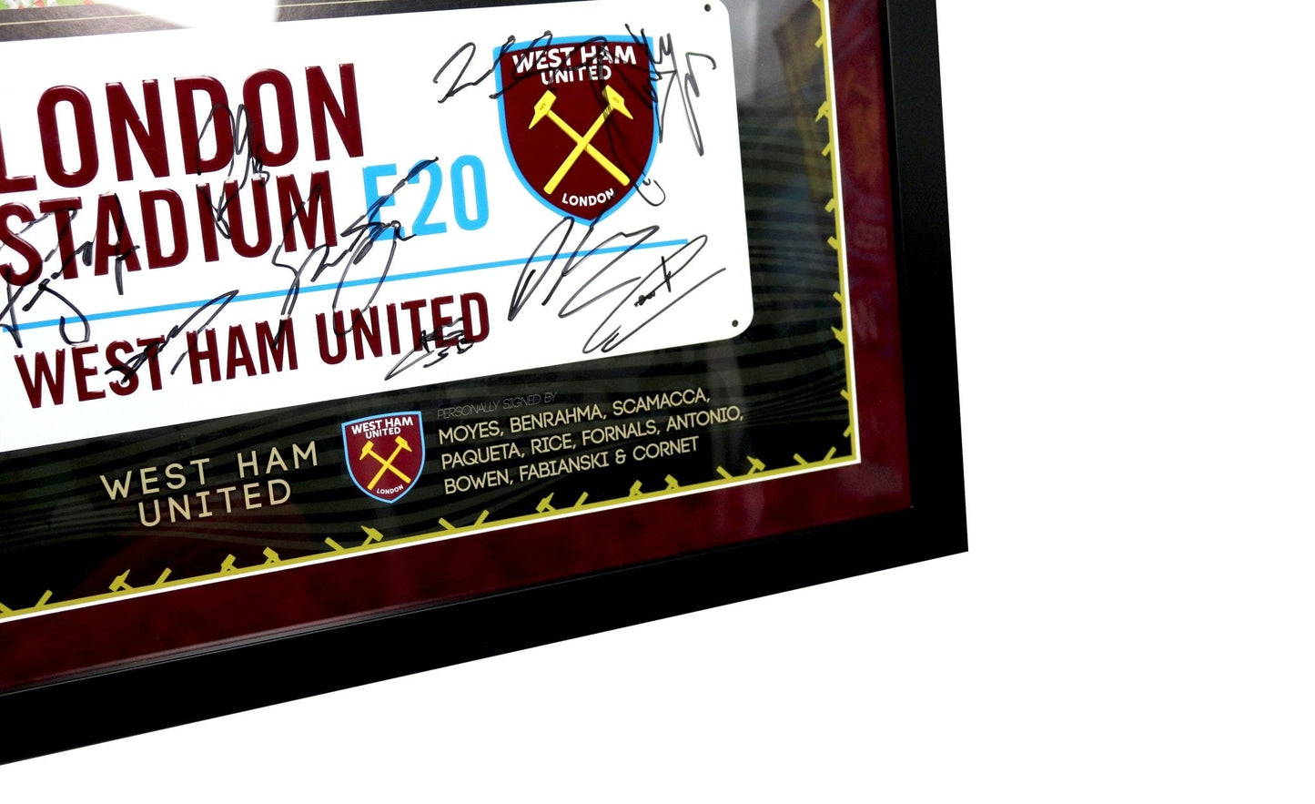 West Ham Signed Roadsign Framed Display - Memorabilia Framers Shop