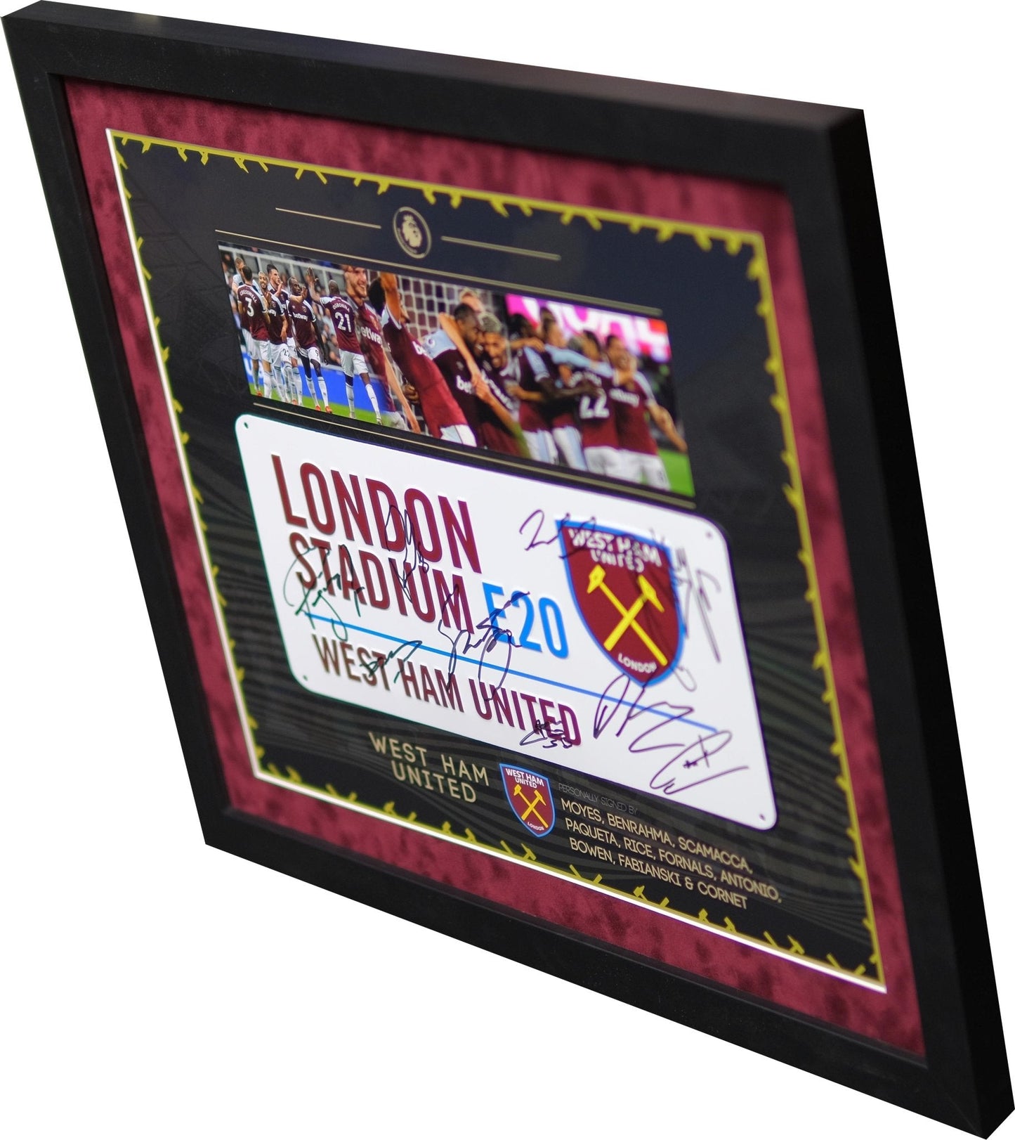 West Ham Squad Signed Road Sign - Memorabilia Framers Shop