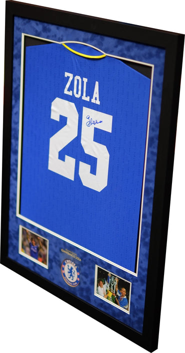 Zola Signed Chelsea Shirt Framed Display - Memorabilia Framers Shop
