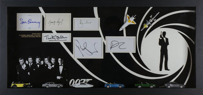 007 Signed White card Display With Framed Cars - Memorabilia Framers Shop