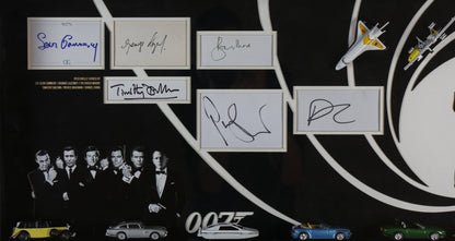 007 Signed White card Display With Framed Cars - Memorabilia Framers Shop
