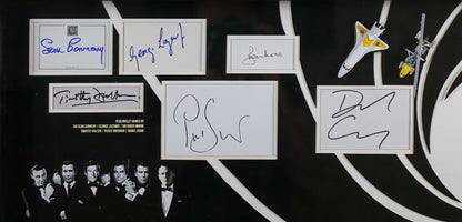 007 Signed Whitecard Display With Framed Cars - Memorabilia Framers Shop