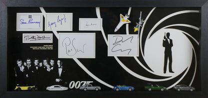 007 Signed Whitecard Display With Framed Cars - Memorabilia Framers Shop