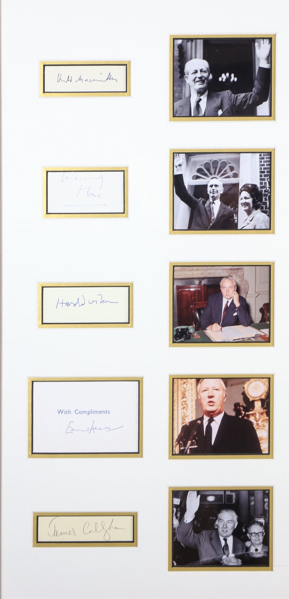 10 Signed Prime Ministers White card Framed Display - Memorabilia Framers Shop