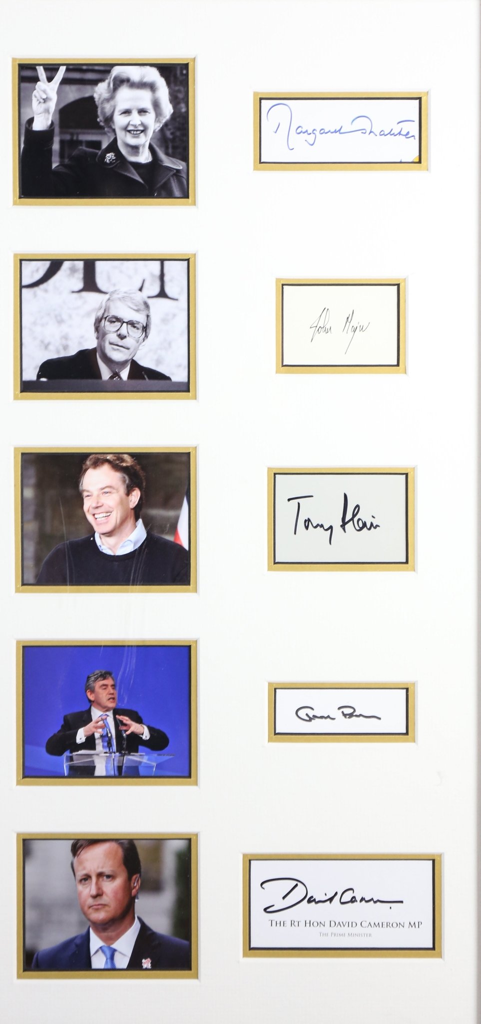 10 Signed Prime Ministers White card Framed Display - Memorabilia Framers Shop