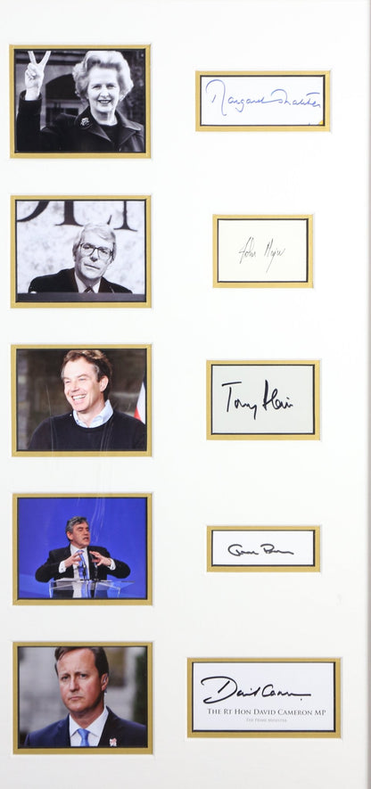 10 Signed Prime Ministers White card Framed Display - Memorabilia Framers Shop