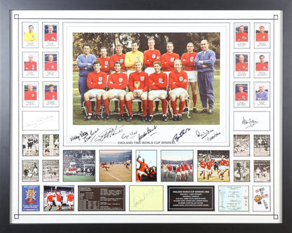 1966 11 Signed England 24 x 32 Photograph and White Card Framed Display - Memorabilia Framers Shop