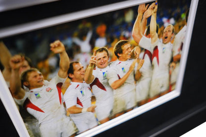 2003 World Cup Champions England Rugby shirt signed by Jonny Wilkinson - Memorabilia Framers Shop