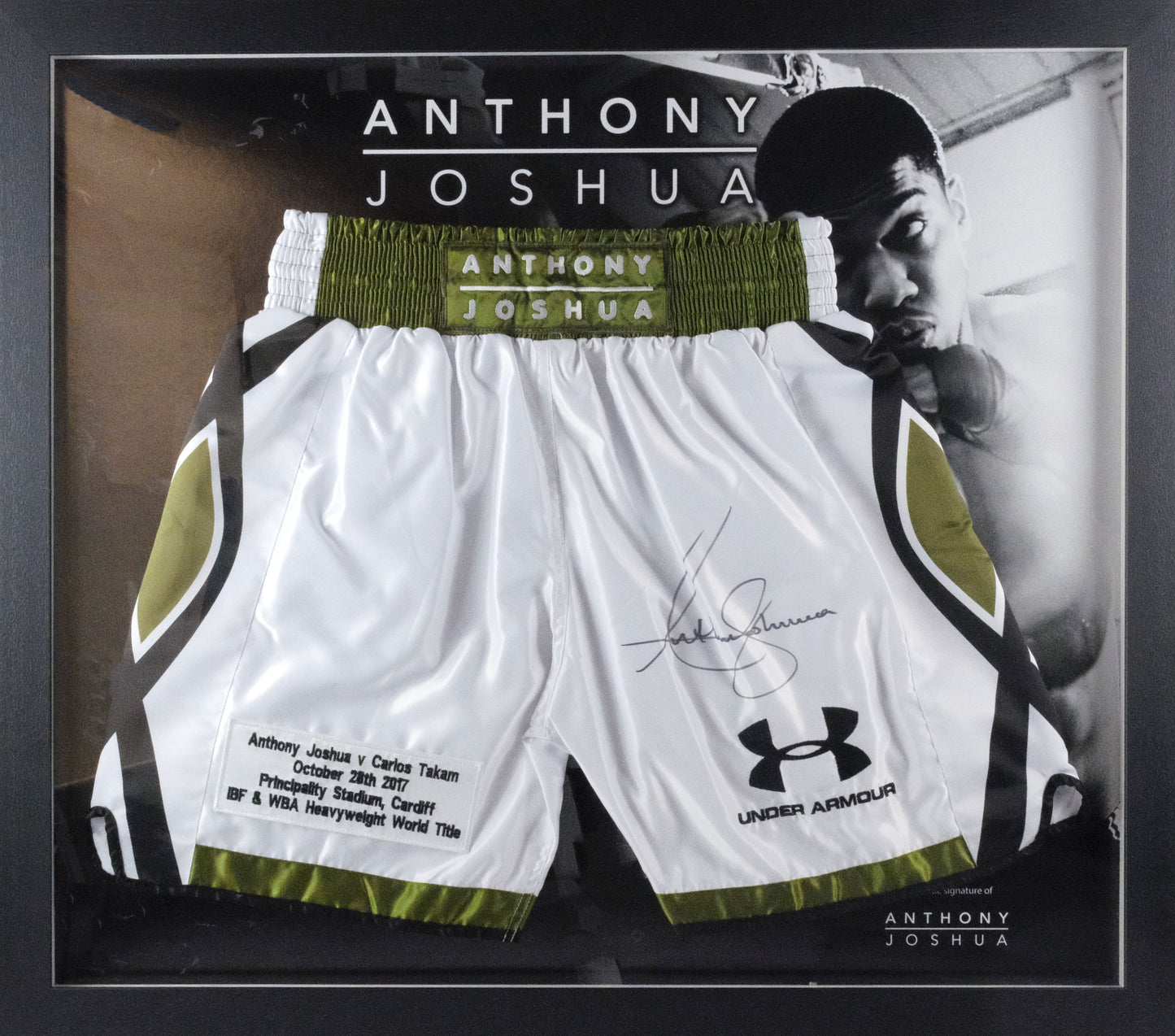 Anthony Joshua Signed Shorts Framed Display