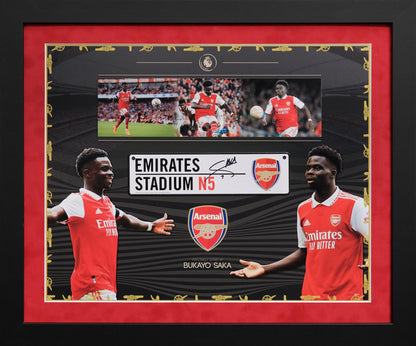 Bukayo Saka Signed Mini Roadsign Framed Display